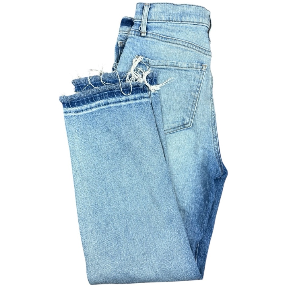 Express straight ankle high rise jeans raw hem sz 6